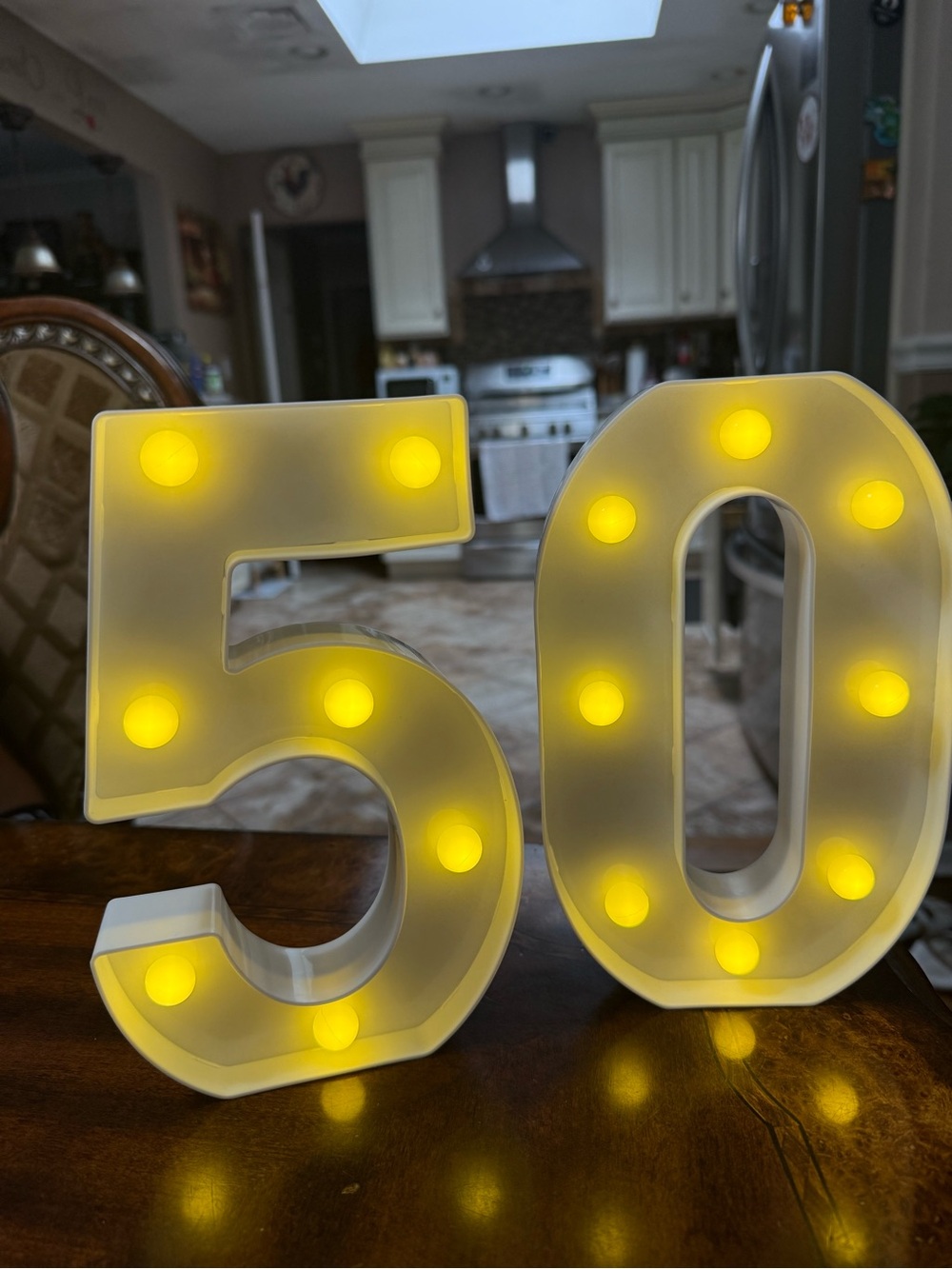 LED Number 50 Sign - Warm Yellow Illumination